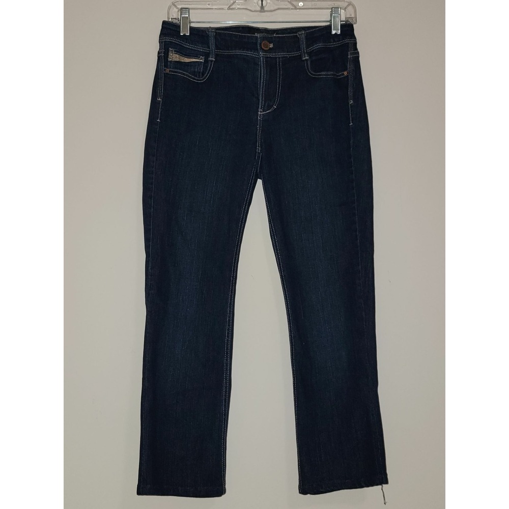 White House Black Market Cropped Dark Wash‎ Denim Jeans Women's Waist 32